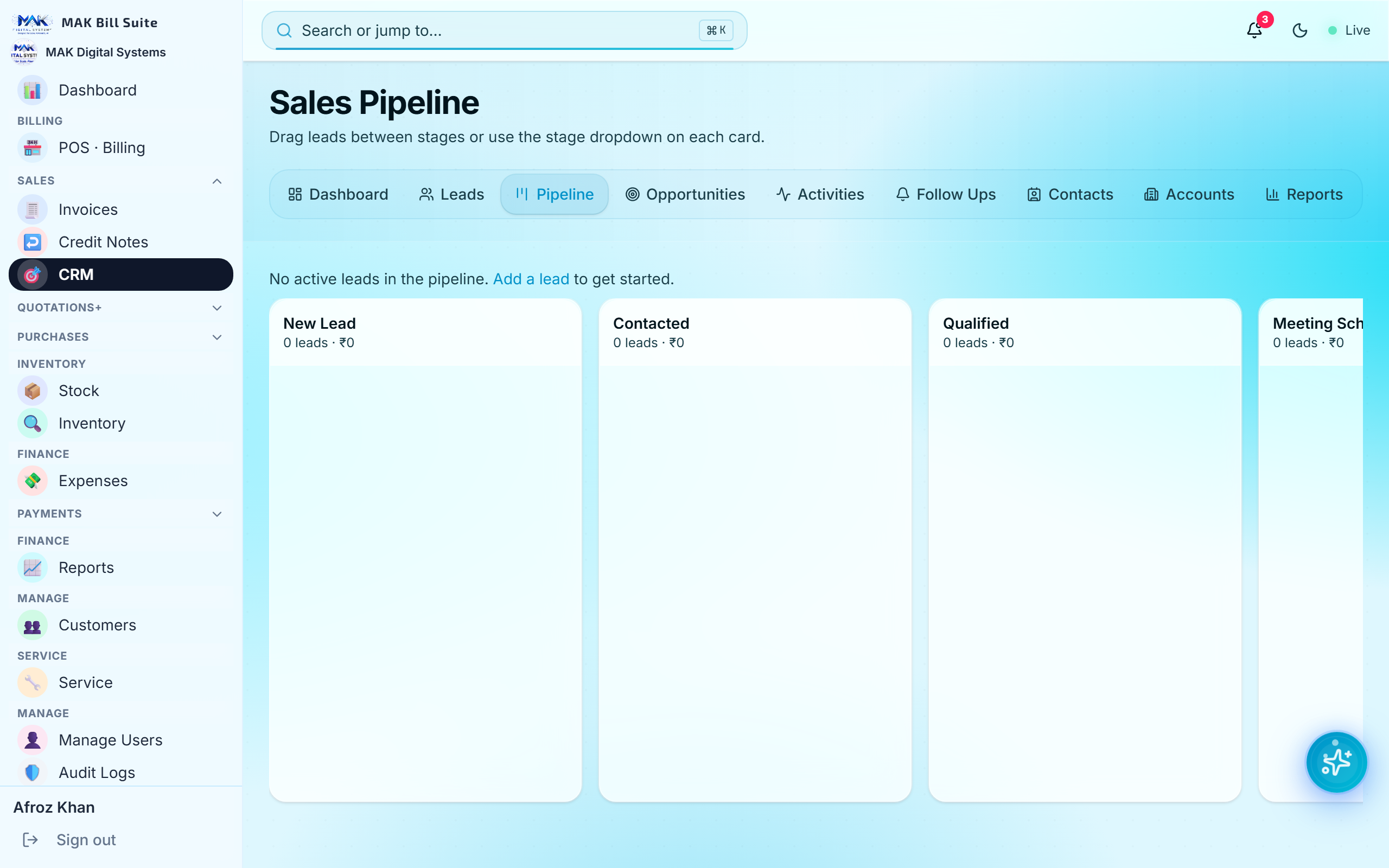 CRM and sales pipeline dashboard preview