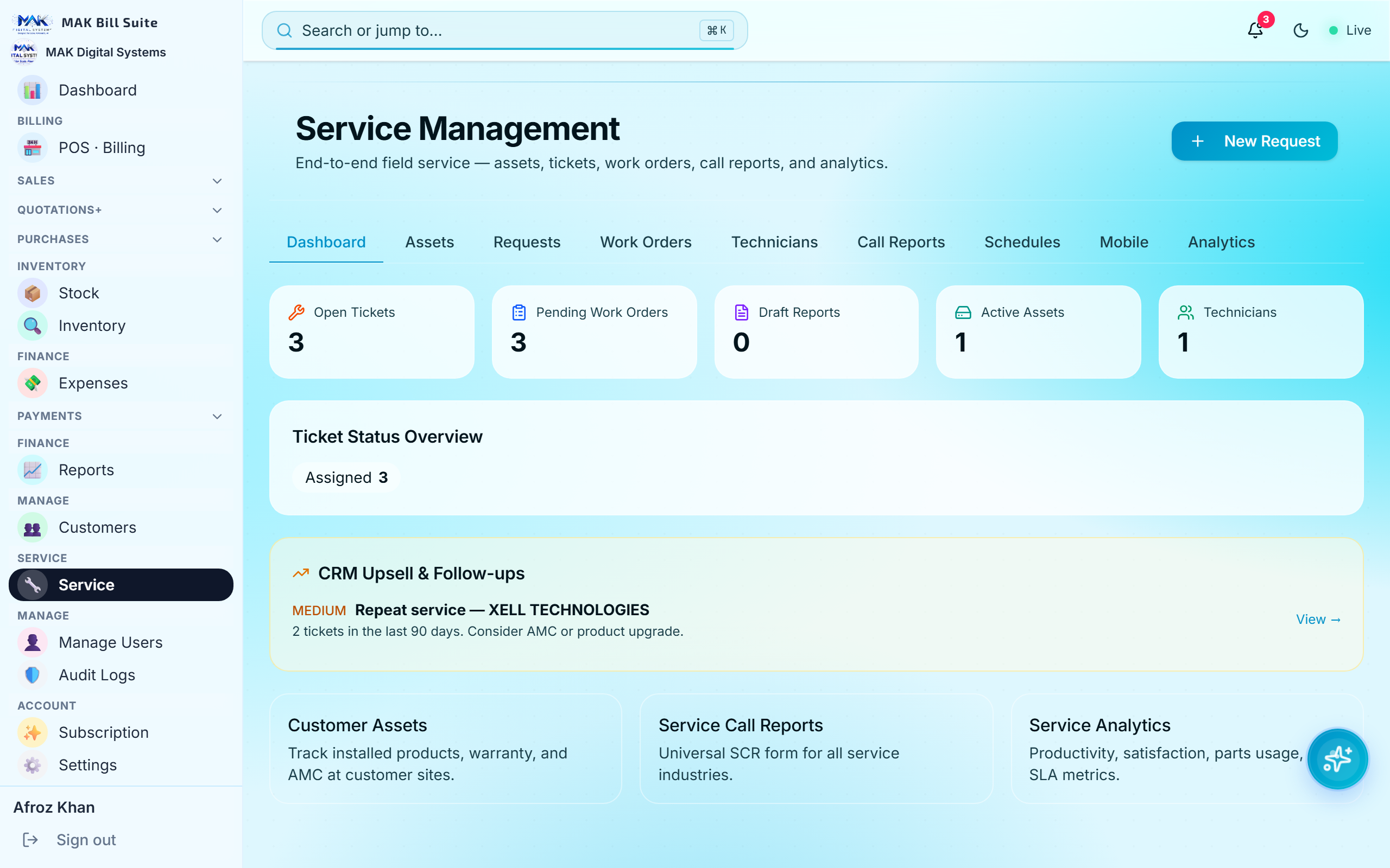 Service reports and work orders preview